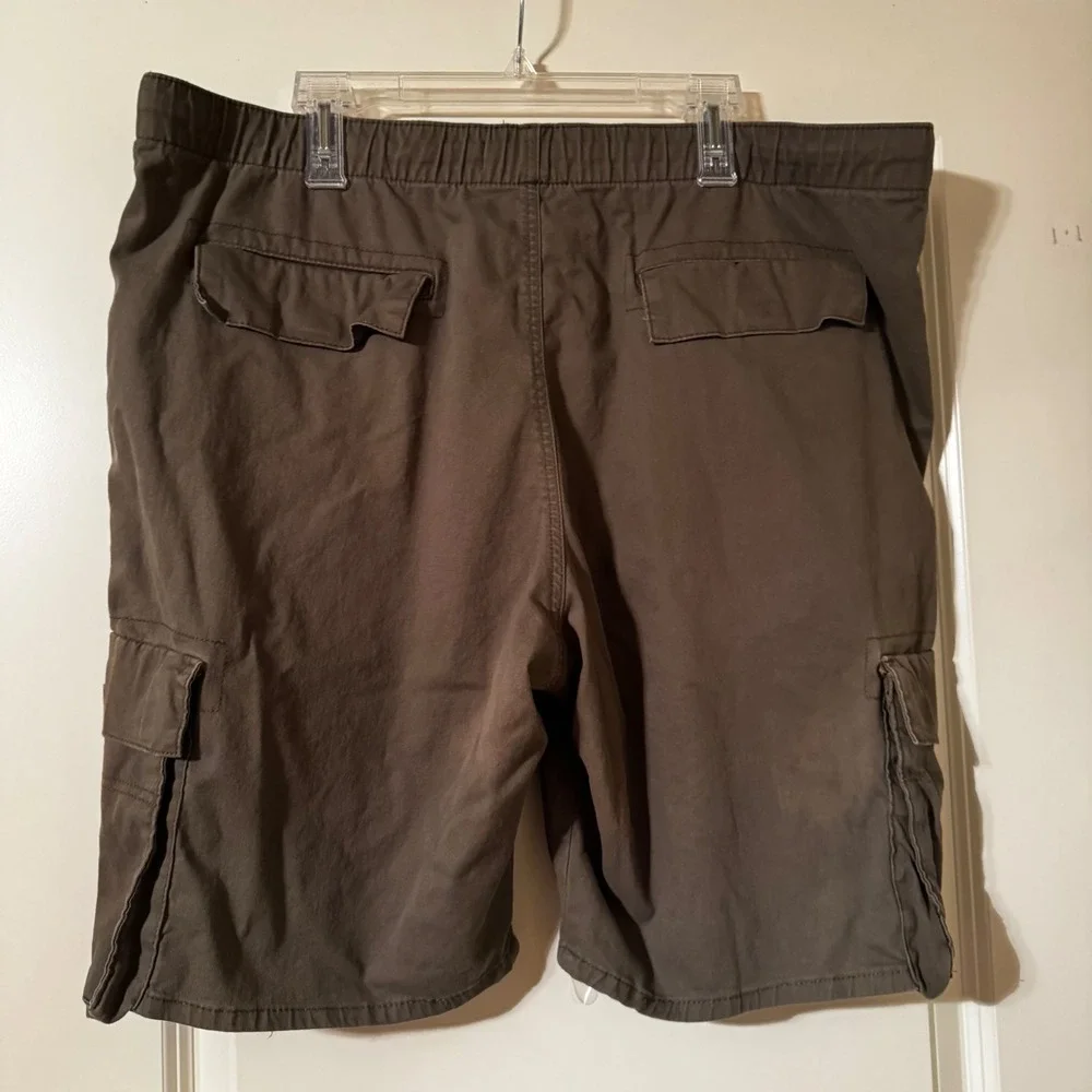 Wrangler Authentics Mens Brown Cargo Shorts XL 40-42 Elastic Waist Drawstring